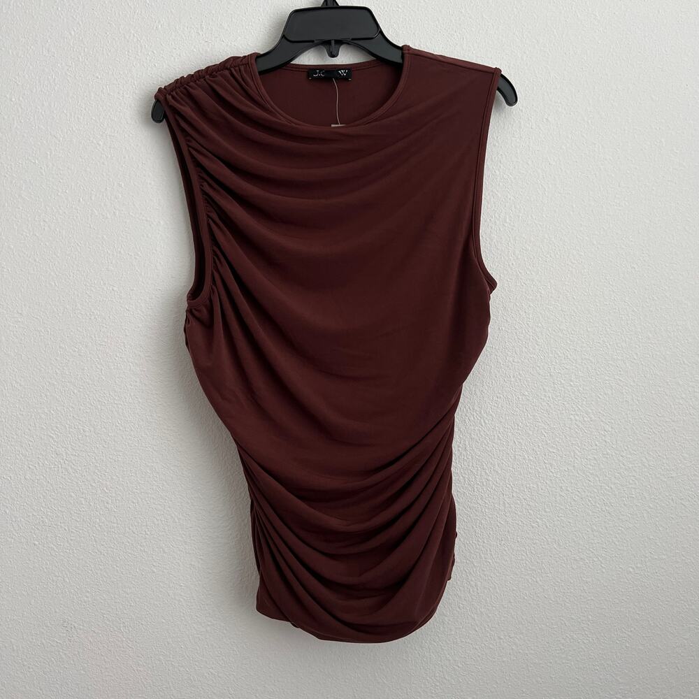 J Crew Ruched Shell Top In Matte Jersey Large Brown - Picture 10 of 13